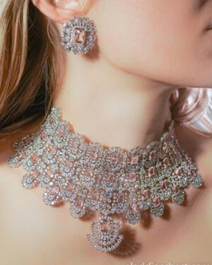 Elegant jeweled necklace and earring set