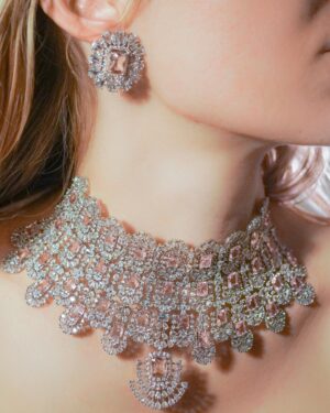 Elegant jeweled necklace and earring set