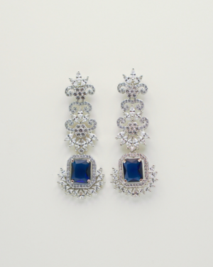Elegant blue gemstone and diamond earrings