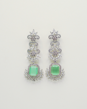 Elegant silver earrings with green gemstones
