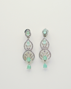 Elegant silver earrings with green gemstones