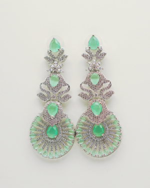 Elegant silver and green gemstone earrings