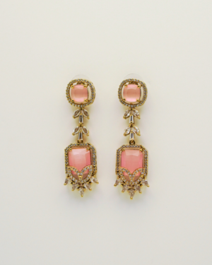 Elegant pink gemstone earrings with gold detailing