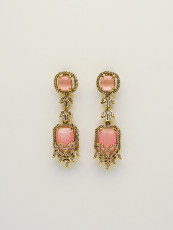 Elegant pink gemstone earrings with gold detailing