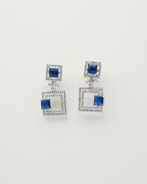 Silver earrings with blue gemstones