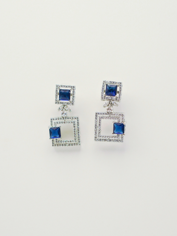Silver earrings with blue gemstones