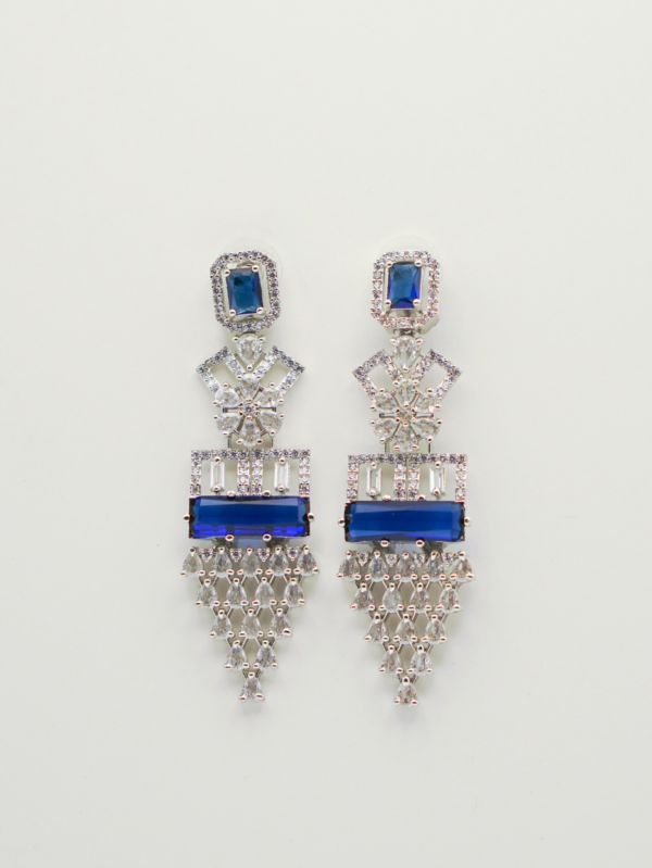 Elegant blue gemstone chandelier earrings