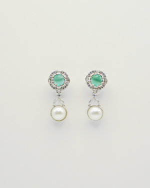 Elegant pearl and gemstone drop earrings