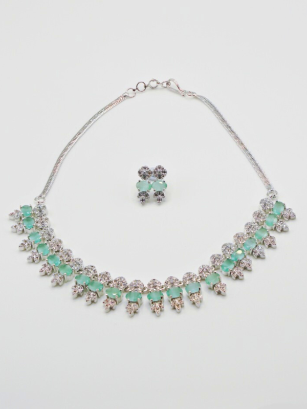 Crystal and turquoise necklace and earring set
