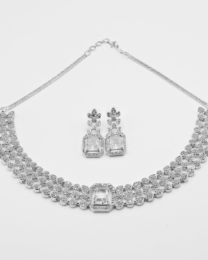 Elegant diamond necklace and earring set