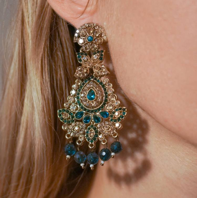 Close-up of a detailed beaded earring.